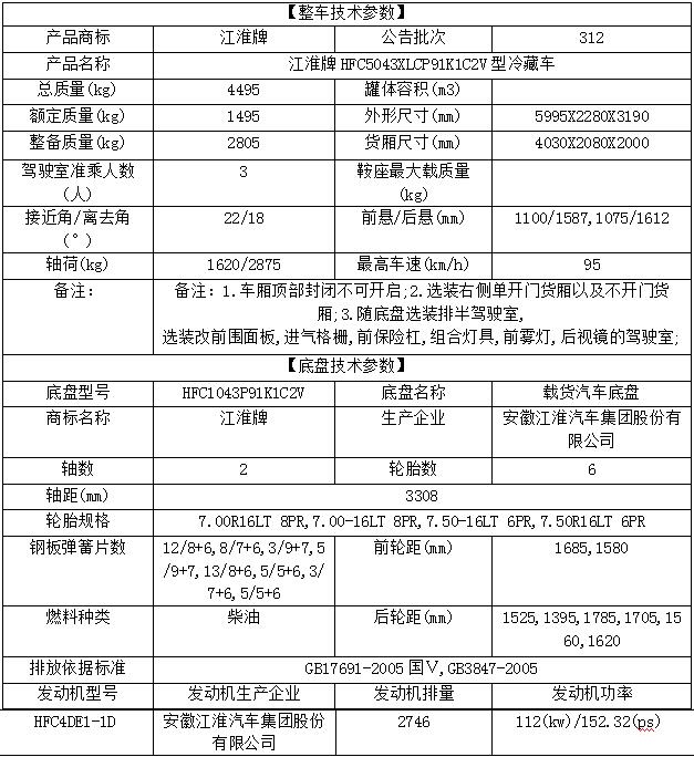 江淮骏铃V6冷藏车4.2米